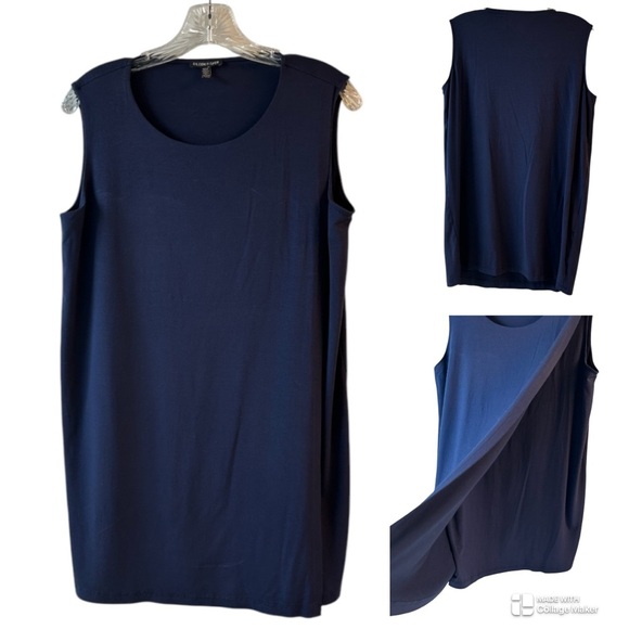 Eileen Fisher Navy faux wrap dress - Picture 1 of 5